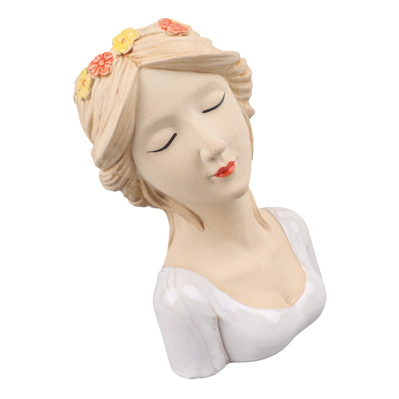 Modern Ceramic Face Vases Decorative Modern Style Shy Girl Flower