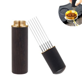 KUIRUNRX® Espresso Coffee Stirrer, Espresso Distribution Tool, WDT Tool 6 Needles Coffee Stirring Tamper with Natural Wood Handle and Stand, Espresso Needle Distributor for Home Kitchen Cafe(Ebony)