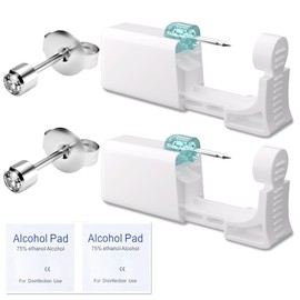 YINPAD Ear Piercing Kit - Disposable Piercing Gun Preloaded with Different Style 4 mm Studs, at Home Self Piercer Kit (Mini White Diamond)