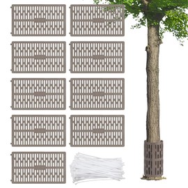 CPROSP Pack of 9 Tree Protection Trunks, 33 x 20 cm, Trunk Protection for Trees, Retractable, Tree Protection Gate, Plastic, Tree Trunk Protection to Prevent Animal Eating and Mowing Damage, Grey