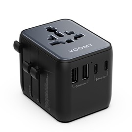 VOOMY Travel Adapter Worldwide 28 W, Universal Travel Plug with 3 USB-C and 2 USB-A, Socket Adapter Europe, UK, Australia, Japan, Thailand, Travel Adapter USA, Travel Plug Adapter Worldwide, Travel