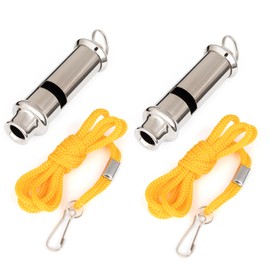 TopTie 10 PCS Whistles with Lanyard Colorful Sports Referee Whistle for Lifeguard, Emergency-Silver