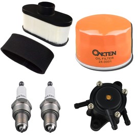 OakTen Air Filter Oil Filter Spark Plug Fuel Pump Pack with 11013-7026 49065-7007 49040-7001 BPR5ES for Kawasaki FR651V, FR691V, FR730V, FS481V, FS541V, FS600V, FS651V, FS691V, FS730V