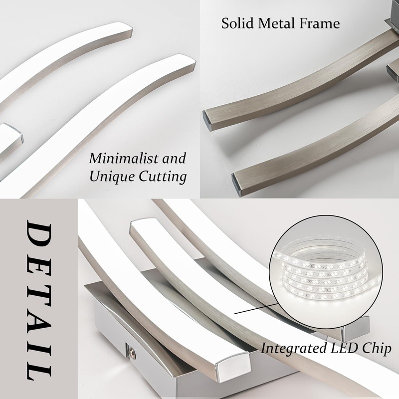EDISLIVE Modern Dimmable LED Ceiling Light Curved 3 Light 22.5