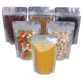 Belinlen 100 PACK 4 x 6 Inch Zipper Mylar Bags Stand Up Mylar Zip Lock Bags Clear Silver Bag Reusable Food Storage Aluminum Foil Pouch Bag for Multipurpose with Gusset Bottom(5.5mil Thickness)