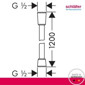 Schläfer 806090 | Shower Hose 1.2 Metres Universal PVC Shower Hose with Twisting Standard Connection 1/2 Brass Connections Flexible Against Legionella Anti-Legionella Lux Silver