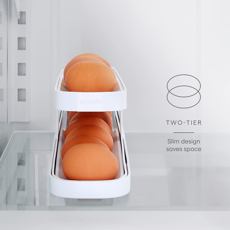 YouCopia RollDown™ Egg Dispenser, Space-Saving Rolling Eggs Dispenser and Organizer