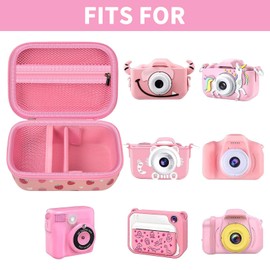 PAIYULE Kids Camera Bag for Uleway/for GlobalCrown/for Gofunly for Grepro/for Ushining Mini Digital Camera, Instant Cameras Protective Case Carry Bag Holder for Printing Paper (Case Only) Strawberry