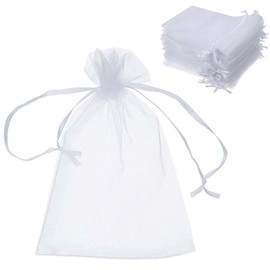 100 pcs Organza Gift Bags 4x6 inch White Drawstring Organza Jewelry Party Wedding Favor Party Festival Gift Bags Candy Bags (White 100 pcs, 4 * 6 IN)