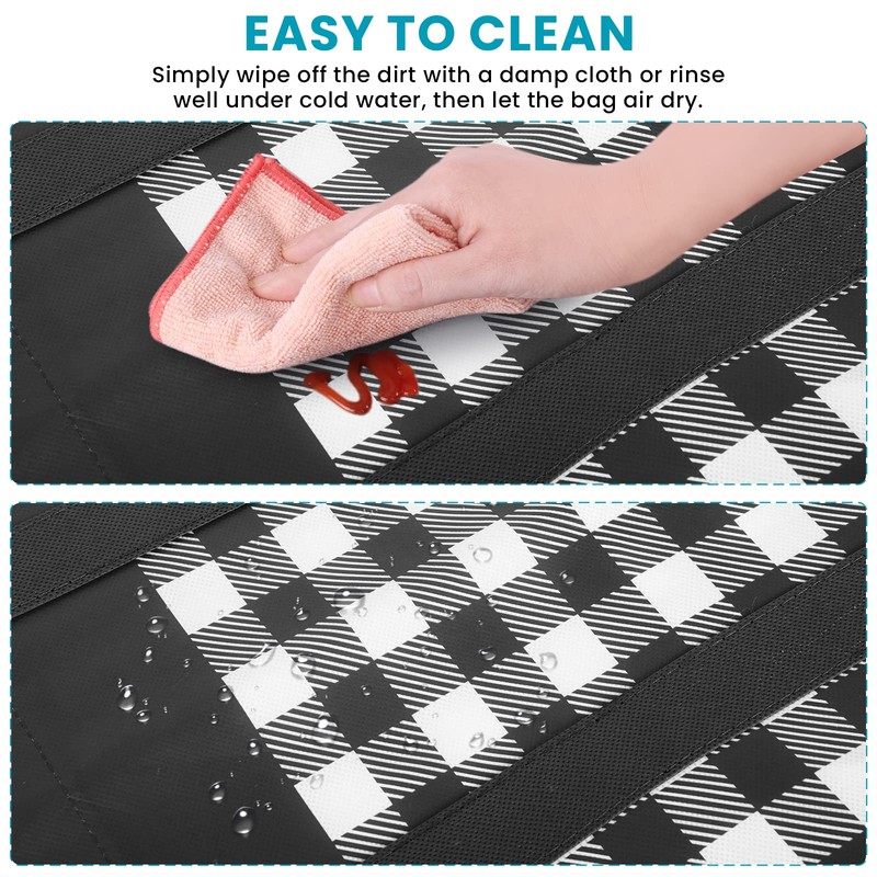 WOWBOX Reusable Grocery Bags 35L，Black-10 Pack