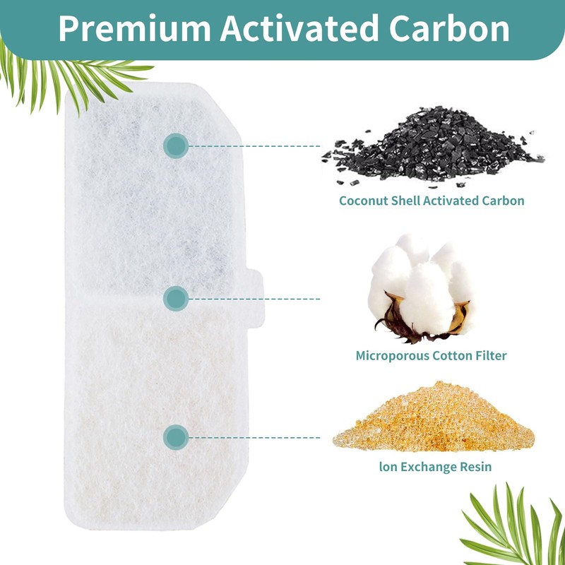 6 Pcs Cat Water Fountain Filter, Pet Drinking Dispenser Filter,