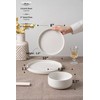 FOBENTA 24 Piece White Ceramic Dinnerware Set,Elegant Dish Set for