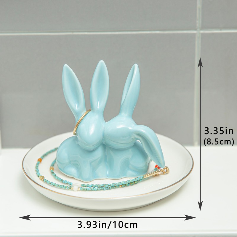Bunny Ring Holder Rabbit Ring Dish Ceramic Jewelry Holder Dish