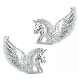 1clickautoacc 3D CHROME ABS UNICORN CAR TRUCK STICK ON EMBLEM PAIR DECAL 4 1/2"