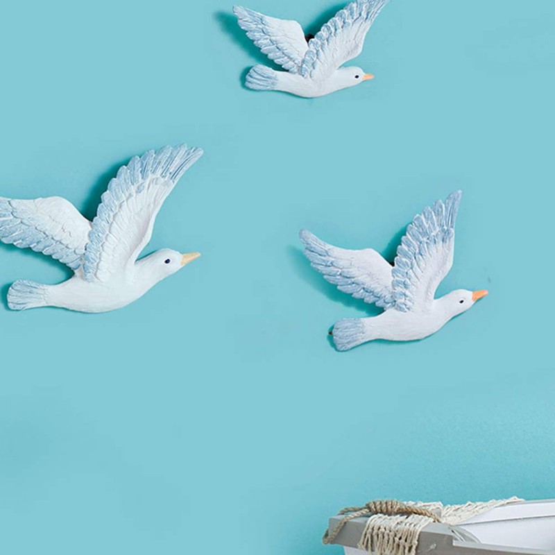 Healifty 3pcs Resin Seagulls Mediterranean Birds Wall Hanging for Home