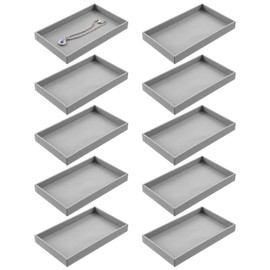 10 PCS Velvet Jewelry Trays, Stackable Jewelry Trays, Empty Plate Jewelry Display Tray, Jewelry Tray Organizer, For Ring, Earring, Necklace, Pendants, Bracelet (Grey)
