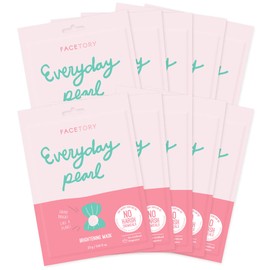 FACETORY K Beauty Face Mask Skin Care - Everyday PEARL Brightening Sheet Mask | Plant-Based with Pearl Essence (10 Pack)