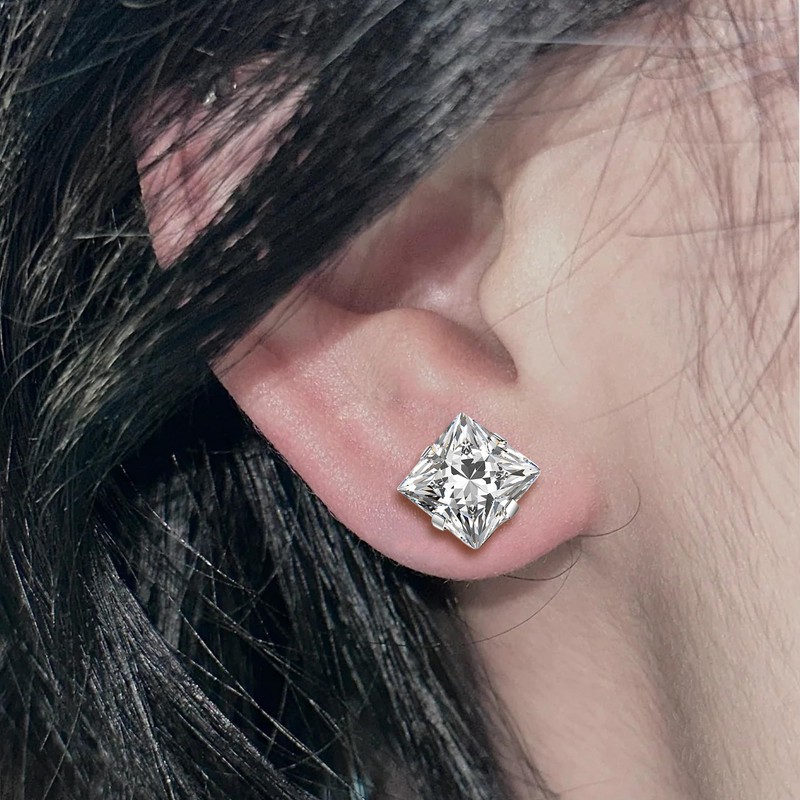 Ruifan Gauges For Ears ASTM F136 Titanium Square Clear CZ