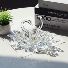 JATYFING 2pcs Crystal Swan Home Decor Crystal Figurines Anniversary,Birthday for Women