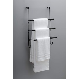 Franklin Brass (1-Pack) Over the Door Hooks Triple Towel Rack Matte Black 3-Tier Towel Bar Rack with Hooks for Bathroom Organizers and Storage Towel Holder for Bath, Hand Towels, Accessories 193153-MB