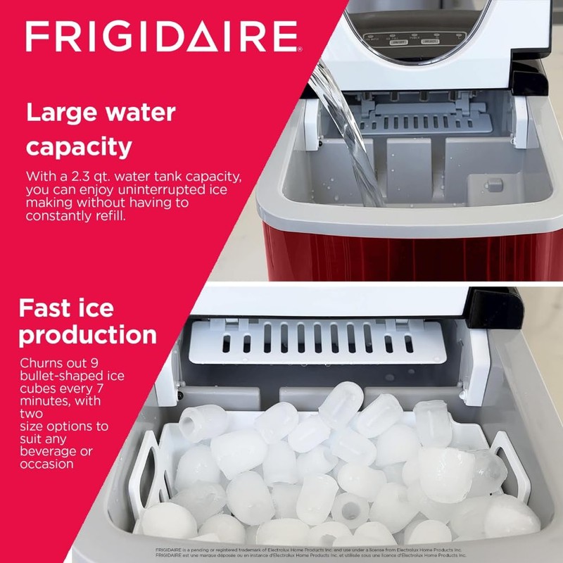 FRIGIDAIRE RIC117-SSRED Stainless Steel Ice Maker Medium Red S/S