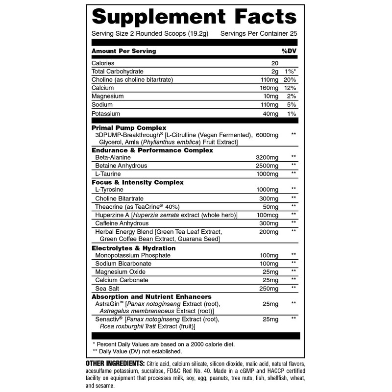 Animal Primal Muscle Hydration + Preworkout Powder – Contains Beta