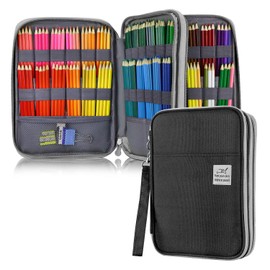 YOUSHARES 192 Slots Colored Pencil Case, Large Capacity Pencil Holder Pen Organizer Bag with Zipper for Prismacolor Watercolor Coloring Pencils, Gel Pens & Markers for Student & Artist (Black)