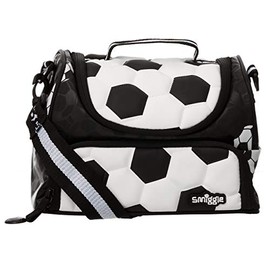 Smiggle Goal School Double Decker Lunchbox for Boys & Girls with Strap, Carry Handle & Dual Compartments | Football Print