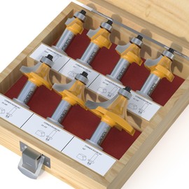 XDENGP 7 Pc Roundover Router Bit Set - 1/2 Shank, Round Over Bits for Edging, Forming, Rounding Woodworking - Radius: 1/8", 1/4", 5/16", 3/8", 7/16", 1/2", 3/4"