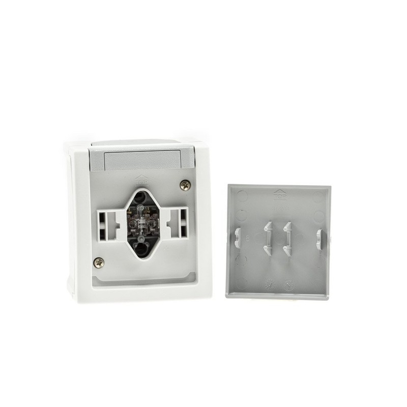 Aufputz Kreuzschalter Feuchtraum IP54, Modell Pacific, grau