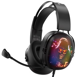 RYR USB Gaming Headset for PC, Gaming Headphones with Noise Cancelling Microphone, 7.1 Surround Sound, RGB Light, 50mm Speakers ﻿
