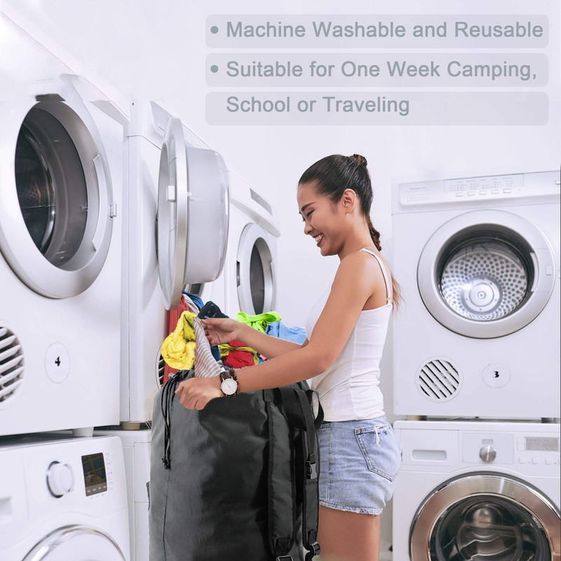 BeeGreen Laundry Bag Backpack w Adjustable Shoulder Straps College Dorm