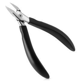 Tisojpod Nail Clipper, Nail Clipper, For Winding Nails, Double V-Shaped, Sharp, Stainless Steel Blade, Easy to Order, Precision, Both Hands and Legs, Popular Gift, Leather Case Included, Unisex, Black