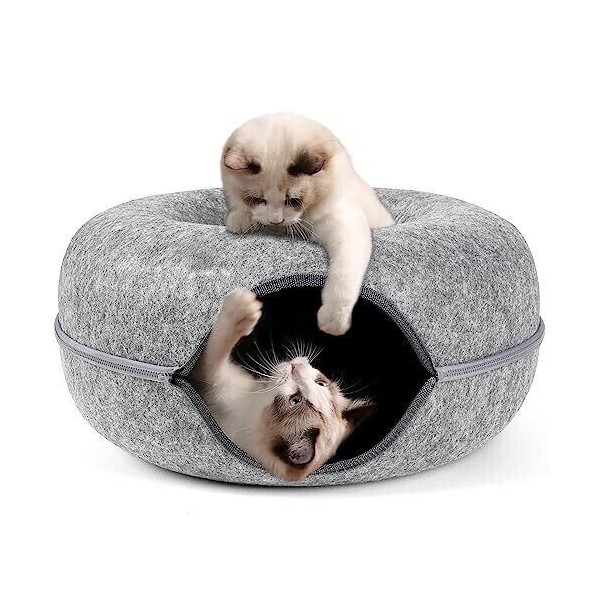 Unbranded Peekaboo Cat Cave,Cat Tunnel Bed for Indoor Cats,Cat Donut