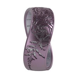 Enso Rings Etched Classic Silicone Rings - Comfortable and Flexible Design - Sugar Plum - Soft Plum/Icy Silver - Size 10