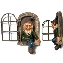 LSLANSOON Garden Ornament Figurine Garden Ornament Outdoor Indoor Outdoor Decor Garden Gnome Statue (Dwarf Man)