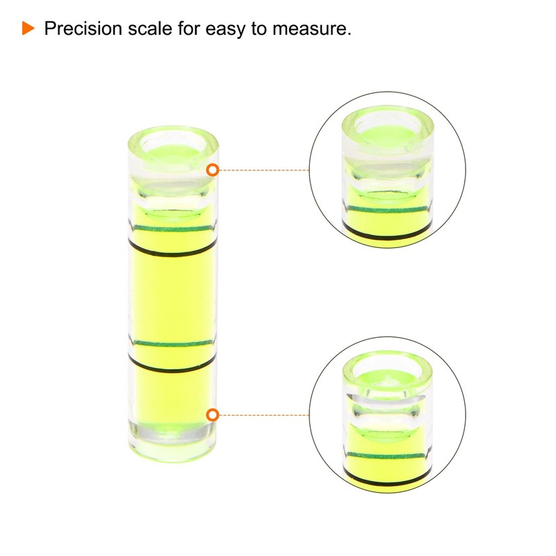 HARFINGTON 10pcs Small Cylindrical Bubble Level Vials 7x26mm PMMA Mini