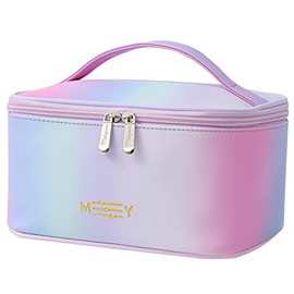 Gradient Makeup Bag Small Travel Cosmetic Bags for Teen Girls Zipper Pouch Makeup Organizer Waterproof Cute Pink Purple Blue Green(Rainbow Pink)