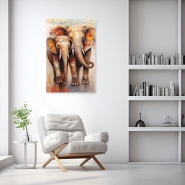ARTZGX Elephant Canvas Wall Art Sunset Animal Picture Print Modern Wildlife Baby Elephant Painting for Bathroom Decor Frame(Elephant - C 16.00" x 24.00")