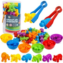 Shoonlo 45Pzs Juguetes Didácticos para Niños de Animales, Juguetes de Clasificación de Colores y Contar, Juguetes Sensoriales Montessori, Juguetes de Educación Temprana, Regalo para Niños de 3+ Años