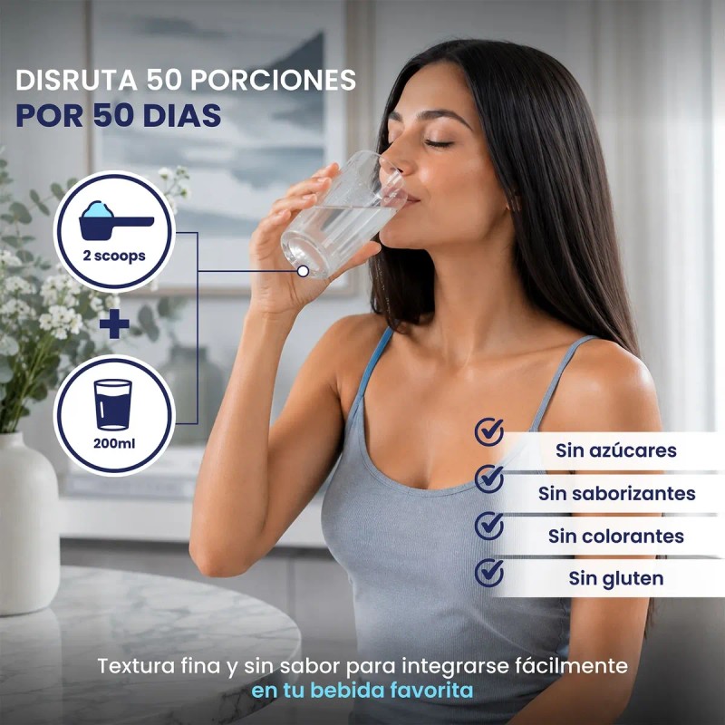 Colágeno Hidrolizado 50 Días Vit C D3 E Biotina Ah