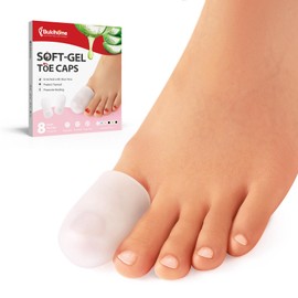 Bukihome Gel Big Toe Caps and Protectors - 8 Pack Silicone Toe Protectors with Aloe Vera Extract - Toe Sleeves Cushions for Women & Men - Protect Corns, Blister - Large