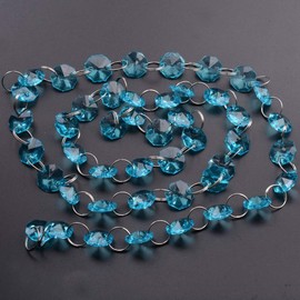 Zerodis 1m Acrylic Crystal Octagon Beads Handmade Crystal Beads Strings Home Decoration Chandelier Wedding Christmas Ornament Accessories(Blue)