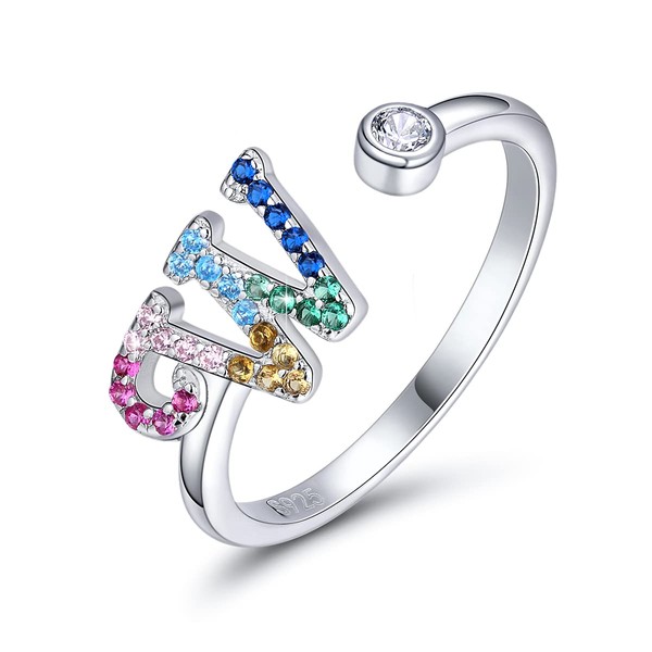 SIMPLGIRL Mother's Day Gift for Wife Girlfriend Initial Rings 925