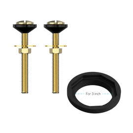 R&T 3'' Toilet Tank to Bowl Octagon Gasket with 2 pcs Brass Bolts Hardware Kit for 2-Piece Toilet (3 inch)