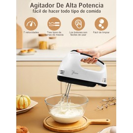 Batidora de Mano 7 Velocidades，Turbocharged Batidora de Mano, Mezclador de Cocina Incluye 4 Barras de Mezcla para Mezclar, 1 Separación De Claras De Huevo
