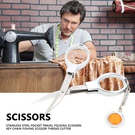 Folding Scissors, Stainless Steel Pocket Travel Folding Scissors Anti-Rust Folding Scissors Mini Scissors for Home Travel Purpose Scissors