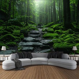 FENDROM Green Misty Forest Tapestry Nature Jungle Home Decor Landscape Wall Hanging for Living Room Bedroom Decoration Wall Art