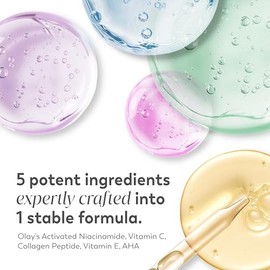 Olay Super Serum Tamaño de prueba – Niacinamida, Vitamina C y E, péptido de colágeno, AHA – Beneficios para el cuidado de la piel 5 en 1 – Brillo salu