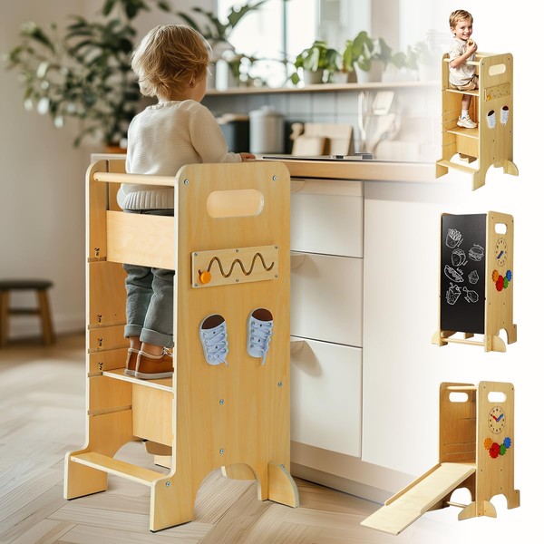 JUZBOT Toddler Tower 4 in 1 Toddler Kitchen Stool Helper